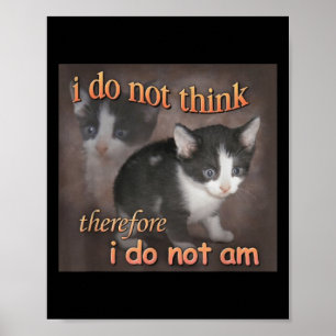 Póster No Pienso Por Lo Tanto No Soy Gato Meme Hombres