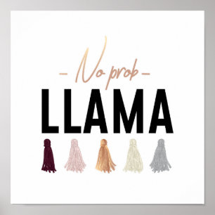 Póster No Prob Llama Gold Tassels