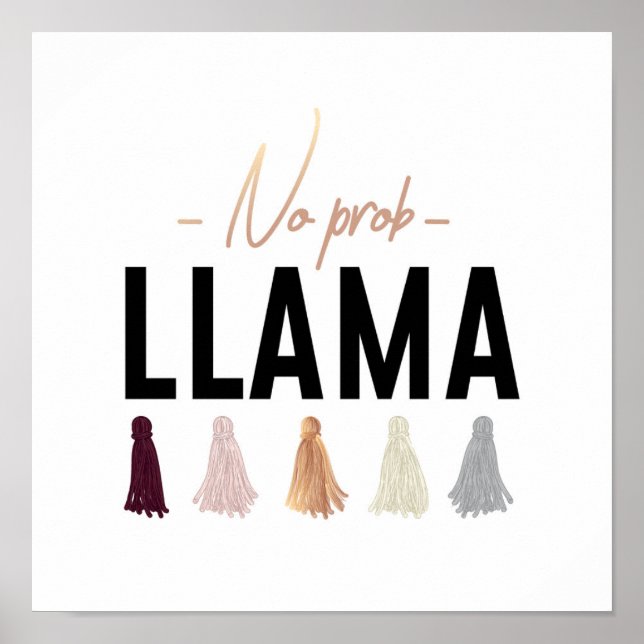 Póster No Prob Llama | Gold Tassels (Frente)
