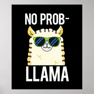 Póster No-Prob-Llama Graciosa Llama Guay Pun Dark BG
