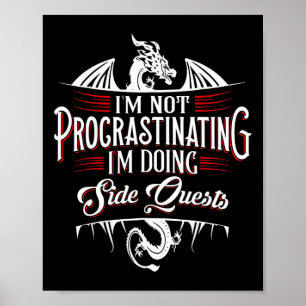 Póster No Procrastinando Misiones Secundarias Divertido J