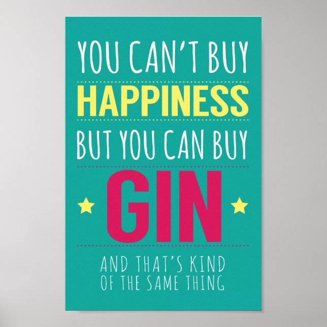 Póster "No puedes comprar felicidad..." Imprimir tipograf (Frente)