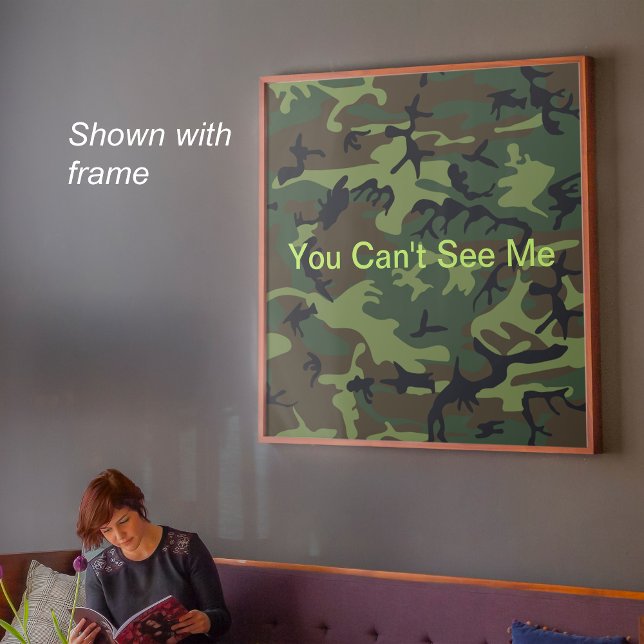 Póster No puedes verme graciosa camuflaje verde militar (You Can't See Me Funny Military Green Camouflage Poster)