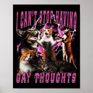 Póster No puedo dejar de tener pensamientos gays Meme de