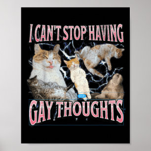 Póster No puedo dejar de tener pensamientos gays Meme de 