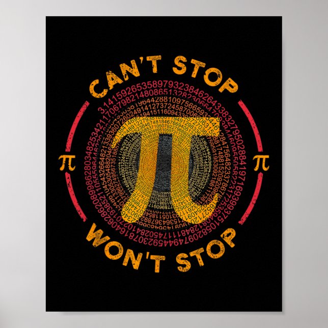Póster No puedo detener a Pi no detendrá matemáticas dive (Frente)