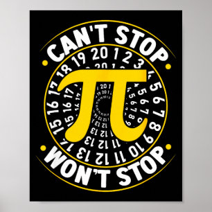 Póster No Puedo Detener Pi No Parará Math Pi Día Divertid