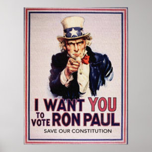 Póster No quiero que votes a RON PAUL Salvemos nuestra Co