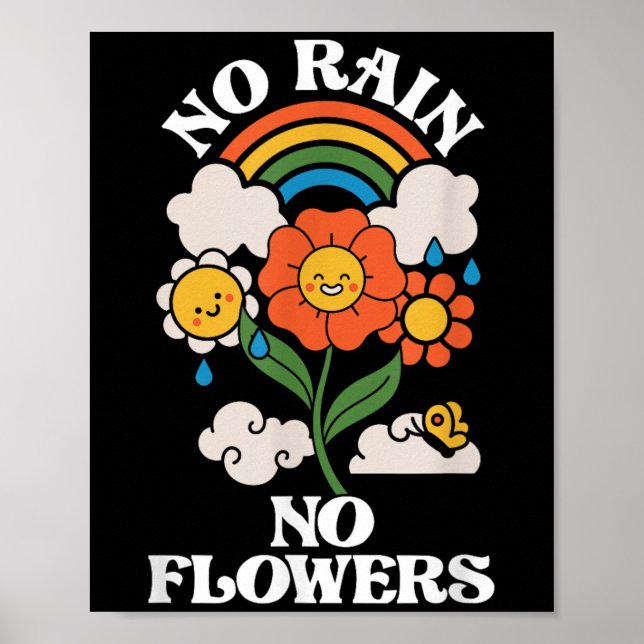 Póster No Rain No Flowers _ Rainbow Nature _ Motivation  (Frente)
