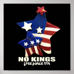 Póster No Reyes Democracia Estrellas Rojas Blancas Y Azul