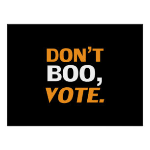 Póster "No se burlen, voten" naranja negro Halloween blan