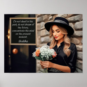 Póster No se detenga en el pasado, cita de Buda