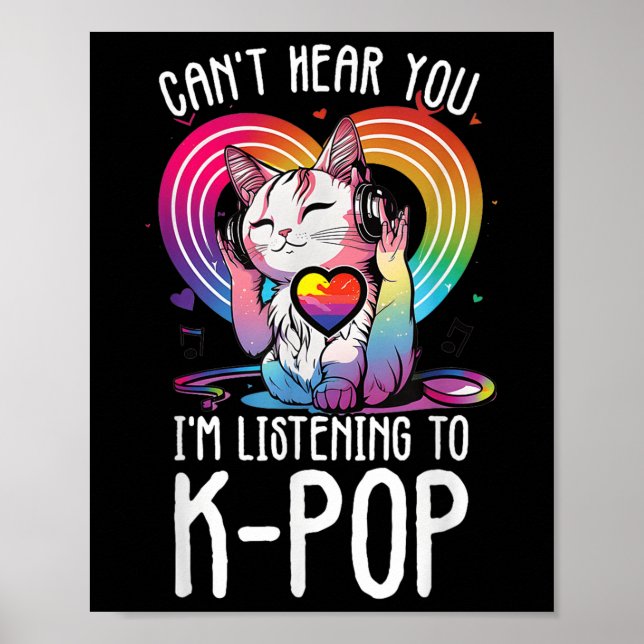 Póster No Se Puede Oír Escuchando A La Mercadería Kpop Ca (Frente)