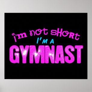 Póster No soy corta, soy una gimnasta rosa y azul