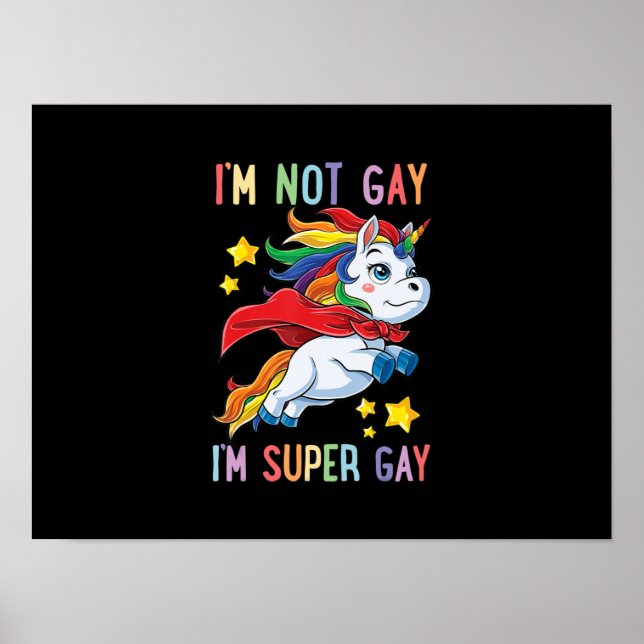 Póster No soy gay, estoy super orgullo gay, Bandera LGBT  (Frente)