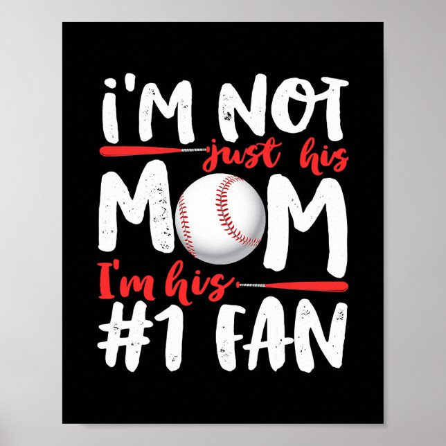 Póster No soy solo su mamá número 1 fanático del béisbol (Frente)