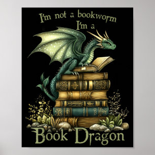 Póster No soy un gusano de biblioteca divertida fantasía 