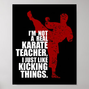 Póster No soy un verdadero profesor de karate pateando co