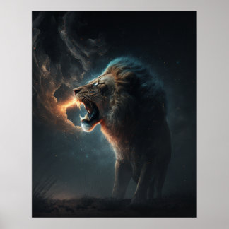 Póster No te acerques al poster de leones enfadado