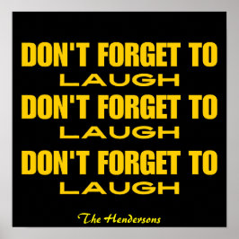 Póster No te olvides de reír negro y amarillo