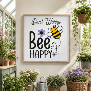 Póster No te preocupes Abeja Feliz Corazón