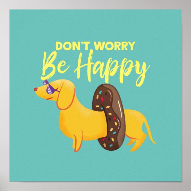 Póster No te preocupes por ser feliz Ilustracion de citas (Frente)