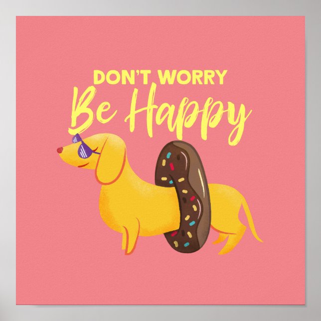 Póster No te preocupes por ser feliz Ilustracion de citas (Frente)