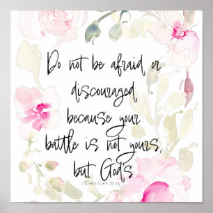 Póster No tengas miedo - 2 Chron 20v15 acuarela floral