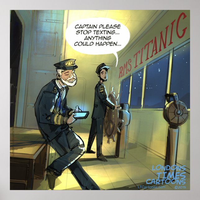 Póster No textear y Titanic divertido cartel (Frente)