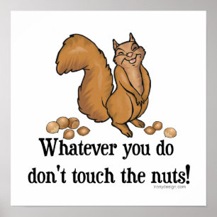 Póster ¡No toques las nueces! Ardilla