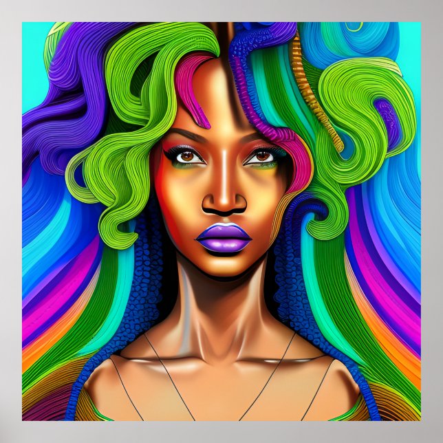 Póster No toques mi cabello negro Melanin afro reina coro (Frente)