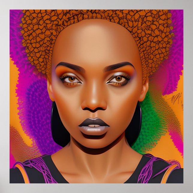 Póster No toques mi cabello negro Melanin afro reina coro (Frente)
