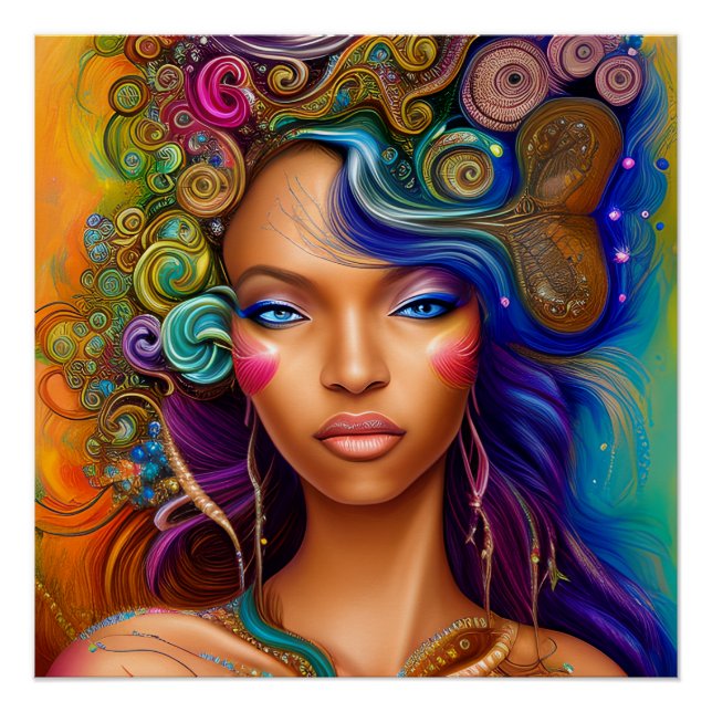 Póster No toques mi cabello negro Melanin afro reina coro (Anverso)