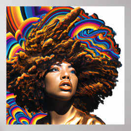 Póster No toques mi cabello negro Melanin afro reina coro