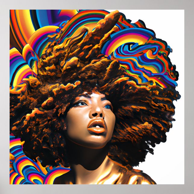 Póster No toques mi cabello negro Melanin afro reina coro (Frente)