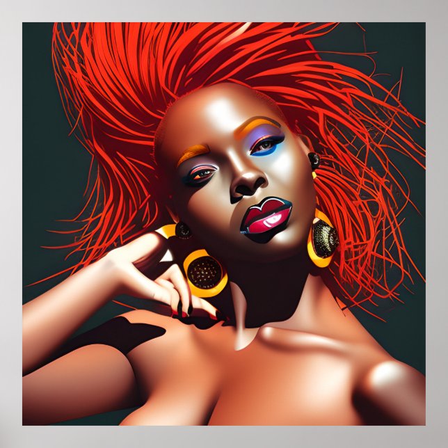 Póster No toques mi cabello negro Melanin afro reina coro (Frente)