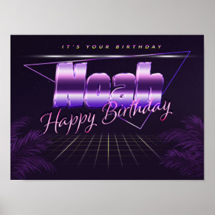 Póster Noah Name Vorname lila retro Poster Geburtstag