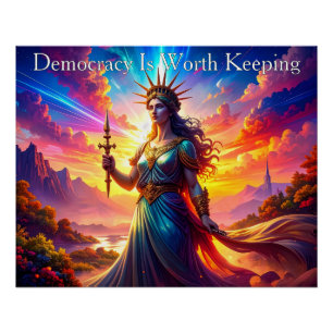 Póster Noble Dama Libertad La Democracia Vale La Pena Man