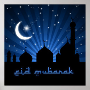 Póster Noche azul de la Mezquita Eid