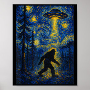 Póster Noche Bigfoot Starry Van Gogh Ufo Para El Amor De