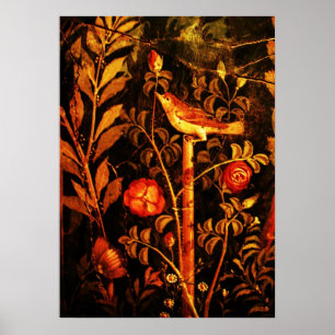 Póster NOCHE CON ROSAS, amarillo negro rojo