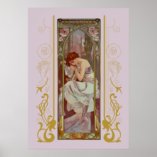 Póster Noche de Art Noveau, por Alphonse Mucha (Frente)