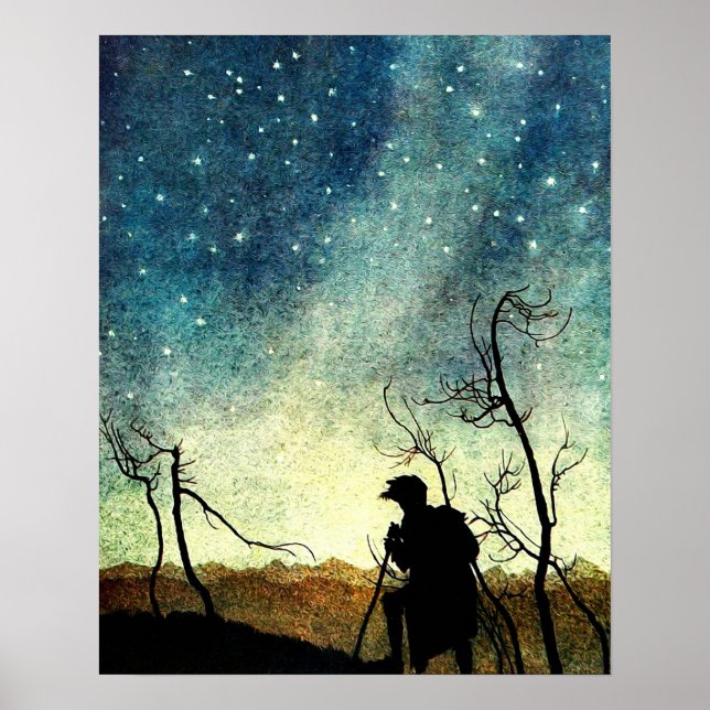 Póster Noche de Arthur Rackham Ilustracion Comus Starry (Frente)