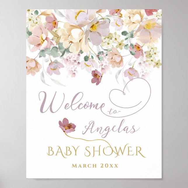 Póster Noche de bienvenida de Baby Shower para el Chica P (Frente)
