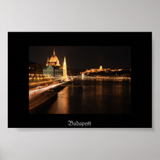 Póster Noche de Budapest desde el puente Margit, el parla