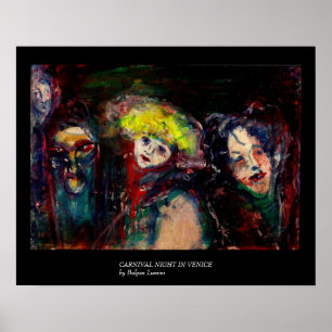 Póster NOCHE DE CARNIVAL EN VENECIA Máscaras Venecianas d