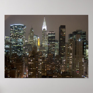 Póster Noche de Chrysler Building NYC
