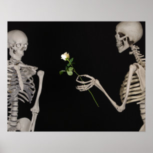 Póster Noche de citas pareja de esqueletos Cute