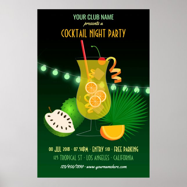 Póster Noche de cóctel de club/corporativo (Frente)