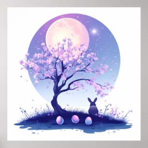 Póster Noche de conejo lunar